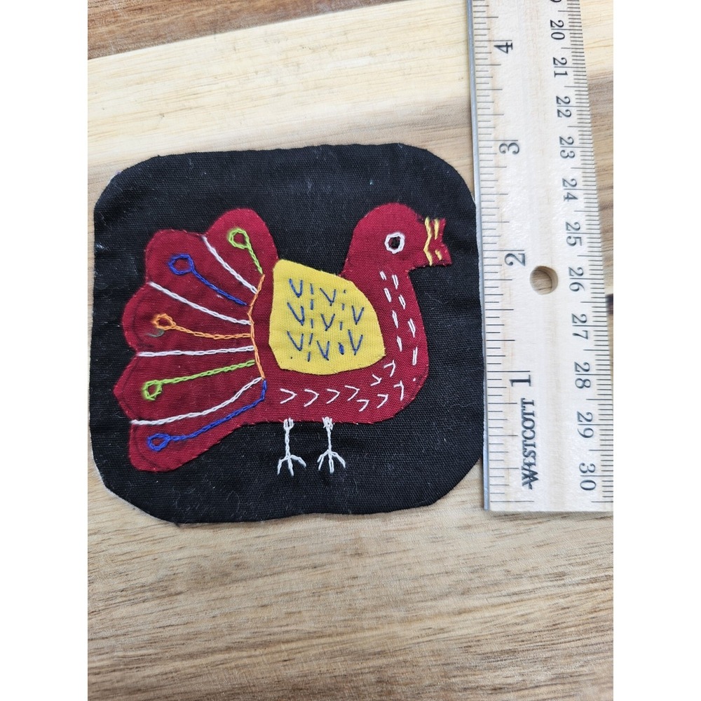 Mola Handstitched Patch Vintage‎ Textile Fiber South American Folk Art Bird